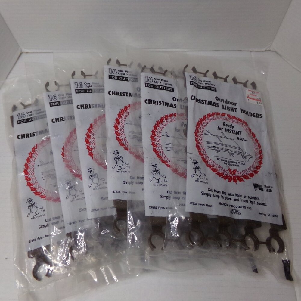 New Outdoor 6 Packages Of 16 Christmas Light Holders For Gutters Clip And Use